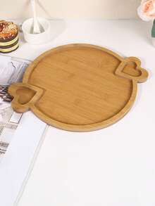 1 khay gỗ hình trái tim tròn và vuông mới đựng món tráng miệng, đồ ăn nhẹ, đồ trang trí bàn bếp làm quà tặng Giáng sinh - Màu Khaki - Xem 5