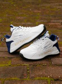 Men's Shoes - Men's Lightweight, Non Slip, Durable Casual Sports Shoes, Fashionable Color Blocking Sports Shoes, Outdoor Walking And Jogging Shoes - Blue - View 3