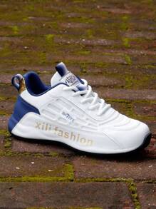 Men's Shoes - Men's Lightweight, Non Slip, Durable Casual Sports Shoes, Fashionable Color Blocking Sports Shoes, Outdoor Walking And Jogging Shoes - Blue - View 5