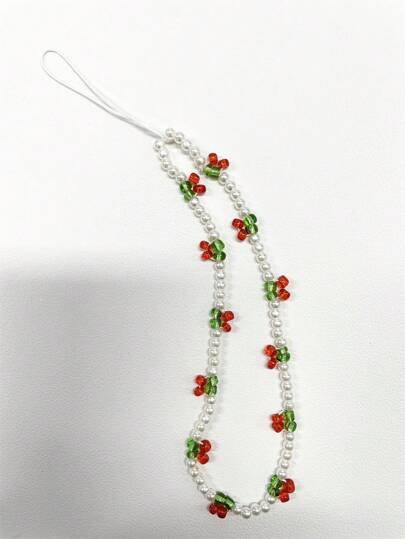 Cherry Decor Beaded Phone Lanyard Gifts For Mother, Family, Friends, Birthday, Holiday Phone Charm, Phone Chain