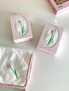 Embroidered Tulip Hand Towel Gift Set, Practical Gift For Bridesmaids, Weddings And Business Events - Pink - View 5