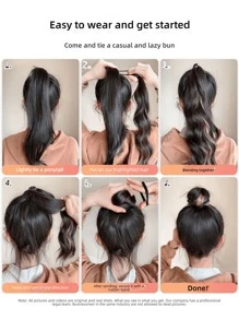 1 件 20 英寸合成发髻甜甜圈，凌乱卷曲弹性发带假发，适合女性日常使用