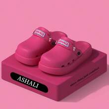 ASHALI Women's Sandals, Decorative Flower Design Closed Toe Slides, Hot Pink Color, Summer Thick Bottom Slippers