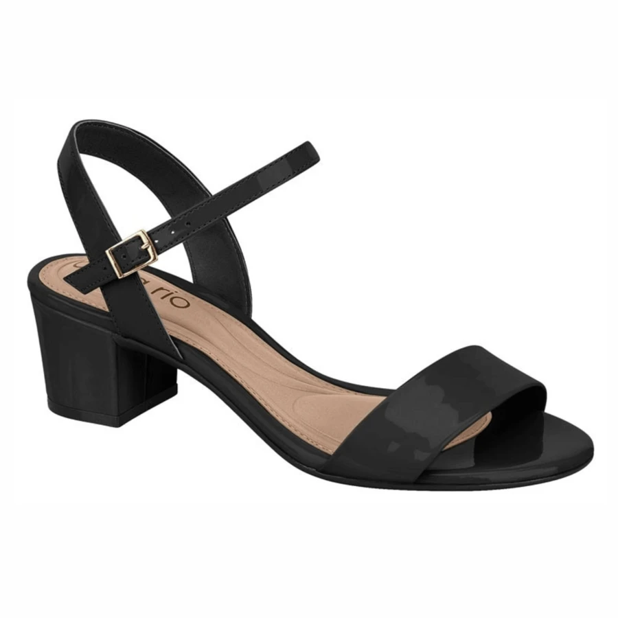 Beira Rio Women's Sandals With Thick Block Heel And Low Heel Casual Comfort - 黑色清漆 - 查看 1