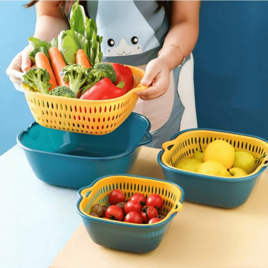 6 piezas Deshidratador y colador de vegetales, cesta para escurrir y secar frutas, red de filtro de cocina, doble cesta de drenaje, colador para olla, estante plástico de lavado de platos, apto para cocinas de hogar y restaurantes, cocina, fiesta en la playa de verano, comida, camping, organizador, decoración de habitaciones, utensilios de cocina