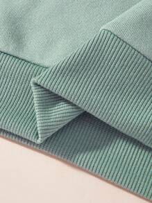 女童字母和人脸图案印花抓绒圆领卫衣 - 薄荷綠 - 查看 4