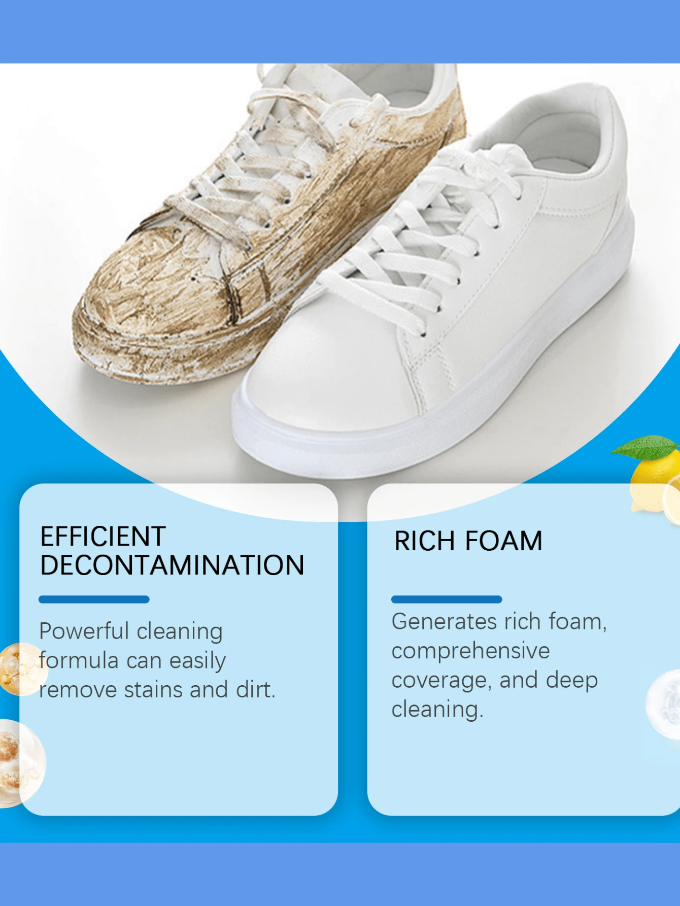 Schuhe mit FleckentfernungsschaumSpray, kleine weiße Schuhe, Sneaker, reinigt Oberleder Flecken