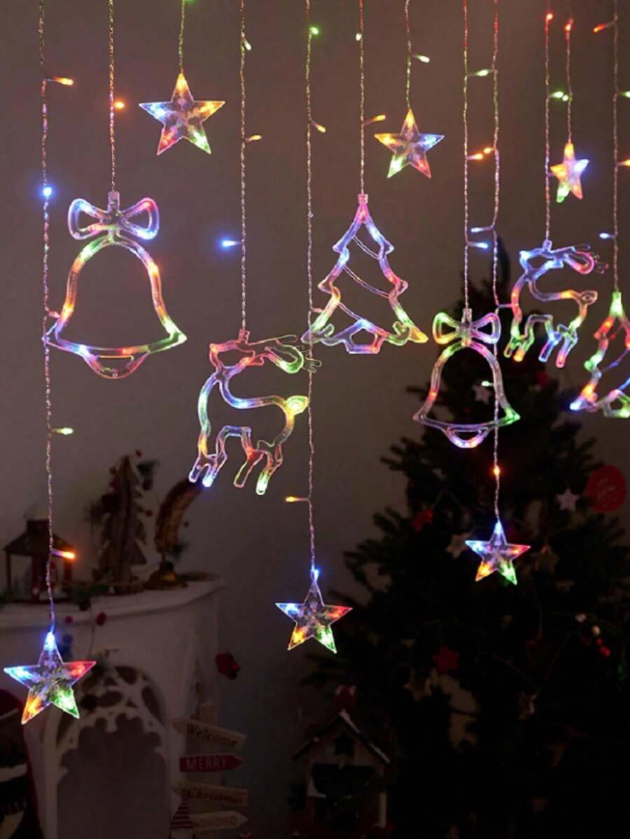 Cortina Serie De Luces Led Navidad Iluminacion Decorativa Diseño 3m - Multicolor - Ver 1