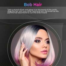 UKLISS Electric Hair Curler With Volumizing Brush - Quick, Anti-Frizz Thermal Styling Comb, 55W Professional Hair Curling Iron For Women, Black & Pink Design, Glossy Finish, Ergonomic Handle, Curling Iron For Hair, Voluminous Waves, Glossy Finish, Durable Construction - UK Plug(220-240V) - View 6