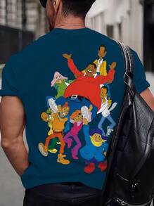 Men's Fun Family Printed T-Shirt, Casual Short-Sleeved Crew Neck T-Shirt, Men's Outdoor