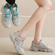 Women's Color Block Breathable Sneakers - Purple - View 1
