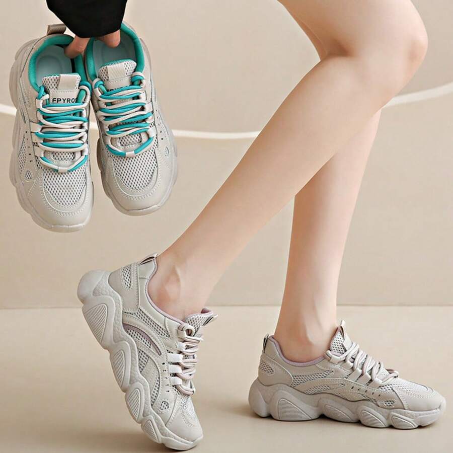 Women's Color Block Breathable Sneakers - Purple - View 1