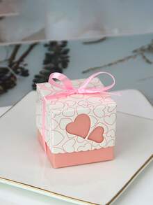 10 piezas Caja de caramelos estilo europeo nueva, caja de dulces con doble corazón hueco, caja de regalo con corazón, de vuelta a la escuela Día de San Valentín - multicolor - Ver 6