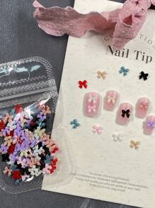100 件迷你树脂蝴蝶结饰物，多种颜色可选 - 非常适合手机壳、剪贴簿、珠宝和美甲装饰 美甲用品 美甲 美甲宝石 - 彩色 - 查看 4