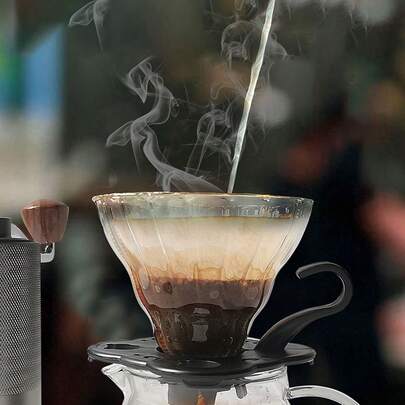 1 Filtro de Café Coador, Conjunto Resistente ao Calor com Suporte de Filtro, Bule de Compartilhamento de Café Doméstico.