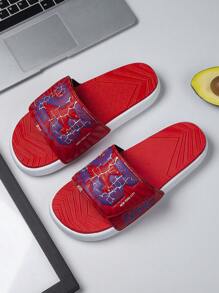 QuickSurf New Style Men's Number 23 Design Thick Sole Hook & Loop Slide Sandals - Red - View 1