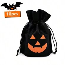 10pcs Halloween Pumpkin Cartoon Gift Bags, Snack Candy Cookie Bags, Gift Packaging Bags, Exquisite Cute Small Pouches - Multicolor - View 12