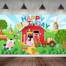 1 件，生日派对背景布横幅，卡通农场动物设计，生日派对装饰，照片背景布，家居装饰，派对装饰，生日蛋糕桌用品，海报悬挂横幅装饰，乙烯基装饰，摄影工作室道具，产品尺寸 150 厘米/59 英寸 * 100 厘米/39 英寸 - 彩色 - 查看 8