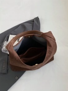 2 件复古仿麂皮休闲手提包套装，带零钱包、大容量单肩包和纯色手提包、优雅百搭女士通勤手提包、新款秋冬女包、最佳秋季钱包、女士手提包、复古风女士包