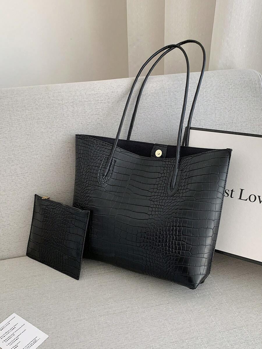 Bolso de tote de hombro con grabado de cocodrilo, casual para negocios, con monedero, para adolescentes, mujeres, estudiantes universitarias, principiantes y trabajadores de cuello blanco. Perfecto para la oficina, la universidad, el trabajo, los negocios, el transporte, actividades al aire libre, viajes y salidas. Bolso de mujer con bolsa para monedas, mochila escolar, gran capacidad, portátil, casual para negocios, para adolescentes, mujeres y estudiantes universitarias. Perfecto para la oficina, la universidad, la escuela secundaria, el trabajo, los negocios, el transporte. Bolsos de tote de moda para señoras.