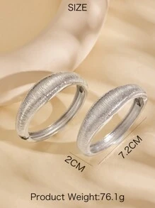 1 Set Of 2pcs Exaggerated Fashionable Unique Layered Metal Alloy Open Bangle Bracelets For Women, Suitable For Street, Shopping, Dating, Party, Beach, Office And Gift
