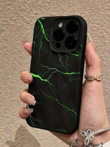 Rotes Blitzmuster Handyhülle kompatibel mit Apple 15 Pro Max, 11/12/13/14 Plus, XR/7/8 Plus, stoßfeste TPU Schutzhülle wasserdicht kratzfest und sturzfest - Schwarz - Übersicht 3