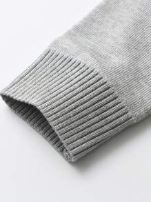 Jersey de cuello redondo de punto con patrón de cuadros de color block para niño pequeño, otoño e invierno - Gris Claro - Ver 5