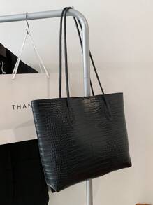 Bolso de tote de hombro con grabado de cocodrilo, casual para negocios, con monedero, para adolescentes, mujeres, estudiantes universitarias, principiantes y trabajadores de cuello blanco. Perfecto para la oficina, la universidad, el trabajo, los negocios, el transporte, actividades al aire libre, viajes y salidas. Bolso de mujer con bolsa para monedas, mochila escolar, gran capacidad, portátil, casual para negocios, para adolescentes, mujeres y estudiantes universitarias. Perfecto para la oficina, la universidad, la escuela secundaria, el trabajo, los negocios, el transporte. Bolsos de tote de moda para señoras.