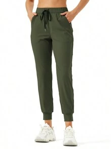 Women's Joggers Pants Pockets Drawstring Running Sweatpants For Women Lounge Workout Jogging - Army Green - View 4