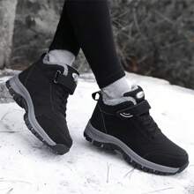 Unisex Outdoor Fleece Hiking Shoes, Black, Comfortable, Anti-Slip, Hiking, Travel, Sports Shoes