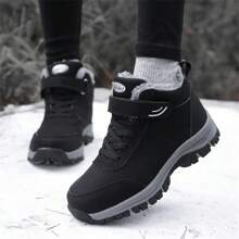 Unisex Outdoor Fleece Hiking Shoes, Black, Comfortable, Anti-Slip, Hiking, Travel, Sports Shoes