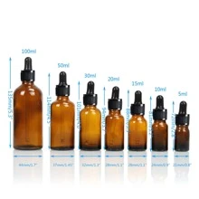 5pcs Amber Glass Dropper Bottles (5ml-100ml), Tincture Bottles With Glass Droppers, Suitable For Essential Oils, Aromatherapy, Perfumes, Laboratories, Pharmaceuticals, Liquids, Travel, Glass Bottles With Glass Droppers Home Bathroom Decor Fall Decor Back To School