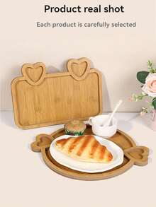 1 khay gỗ hình trái tim tròn và vuông mới đựng món tráng miệng, đồ ăn nhẹ, đồ trang trí bàn bếp làm quà tặng Giáng sinh - Màu Khaki - Xem 7