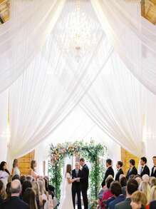 1 pezzo Grande tenda ad arco bianca romantica per decorazioni di matrimonio - Elegante tessuto in chiffon e garza ideale per cerimonie, abiti da sera, forniture per matrimoni, sfondi per palcoscenico e accessori fotografici