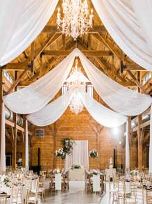 1 pezzo Grande tenda ad arco bianca romantica per decorazioni di matrimonio - Elegante tessuto in chiffon e garza ideale per cerimonie, abiti da sera, forniture per matrimoni, sfondi per palcoscenico e accessori fotografici