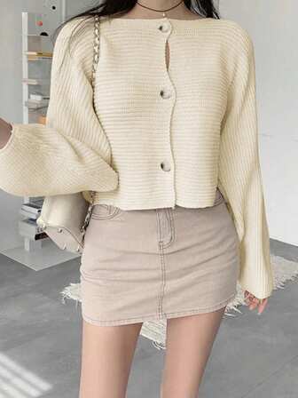 可双面穿长袖纯色女式毛衣，百搭