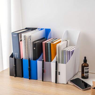 Organizador de mesa dobrável de plástico grosso, bandeja de estante para dormitórios de estudantes, volta às aulas, material escolar