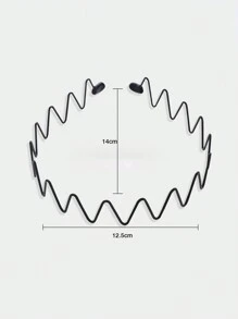 4 件套男女通用黑色金属波浪运动头带，隐形发带，简约优雅设计，适合日常使用和运动洗漱，发带，发箍，发饰头带，头饰 - 黑色 - 查看 3