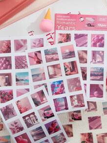 288张，和纸贴纸，风景，生活，植物，花卉，动物，各种美学图案，方形自粘贴纸，浅色生活书系列Ins风格适合DIY手工相册，艺术杂志，垃圾日记，剪贴簿装饰材料贴纸 - 彩色 - 查看 8