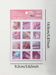 288张，和纸贴纸，风景，生活，植物，花卉，动物，各种美学图案，方形自粘贴纸，浅色生活书系列Ins风格适合DIY手工相册，艺术杂志，垃圾日记，剪贴簿装饰材料贴纸 - 彩色 - 查看 2