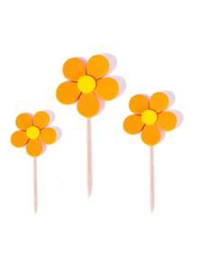 3/6/9件花形纸杯蛋糕装饰，彩色花形生日蛋糕装饰，纸杯蛋糕装饰，雏菊蛋糕装饰，蛋糕装饰，生日、婚礼和派对花形纸杯蛋糕和蛋糕甜点装饰装饰配件