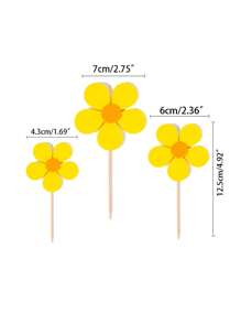 3/6/9件花形纸杯蛋糕装饰，彩色花形生日蛋糕装饰，纸杯蛋糕装饰，雏菊蛋糕装饰，蛋糕装饰，生日、婚礼和派对花形纸杯蛋糕和蛋糕甜点装饰装饰配件