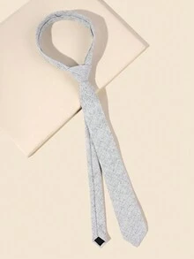 1 条纯色休闲涤纶领带，适合所有季节万圣节 - 淺灰色 - 查看 2