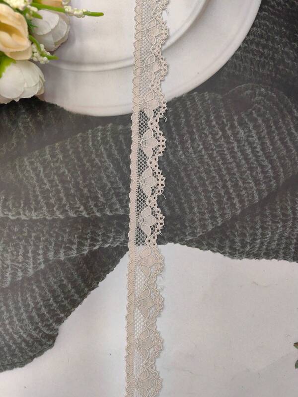 450cm/1pc Soft Stretchy Lace Trim, Skin-Friendly And Breathable, Applicable For Clothing, Neckline, Cuff, Dress Hem, Lingerie, Camisole, Wedding Dress, Skirt, Shoes, Hat, Bedding, Decoration, Home Textile, Hair Accessory, Accessory, Glove, Curtain, Toy, Flower Packaging, And Craft Supplies
