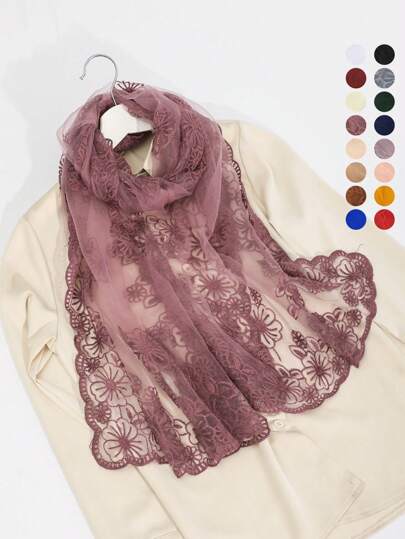 وشاح مطرز بالزهور متعدد الألوان مصنوع يدويًا من الدانتيل، أنيق وجذاب للربيع والصيف والخريف، وشاح وإكسسوارات للرأس للنساء في عيد الحب