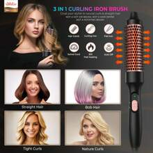 UKLISS Electric Hair Curler With Volumizing Brush - Quick, Anti-Frizz Thermal Styling Comb, 55W Professional Hair Curling Iron For Women, Black & Pink Design, Glossy Finish, Ergonomic Handle, Curling Iron For Hair, Voluminous Waves, Glossy Finish, Durable Construction - UK Plug(220-240V) - View 4