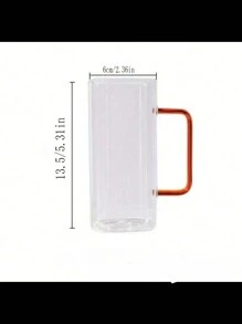 1pc 400ml Clear Straw Bottle, Modern Glass Coffee Cup For Home, Office - Clear - View 10