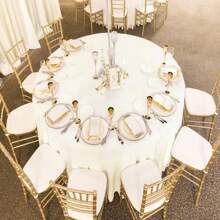 10 Pack Round Tablecloth Round Tablecloth 90 Inch Round Table Cloth Washable Polyester Fabric Bulk Linen Tablecloths Round Table Cover Table Cloths For Parties Wedding Banquet Buffet Dinning - Ivory - View 4