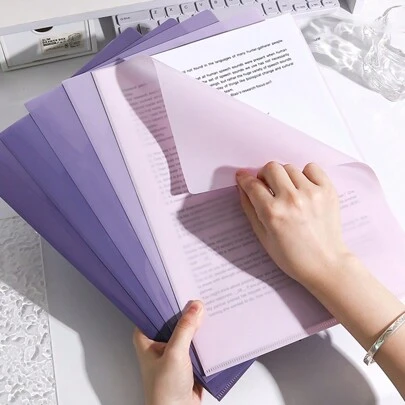 5 st L-formade A4-mappar, A4 Ombre-plastdokumenthållare, kontorsmaterial Enkelsidiga pärmfickor, tjockare vattentäta Tillbaka till skolan, Tillbaka till skolan, Skolmaterial