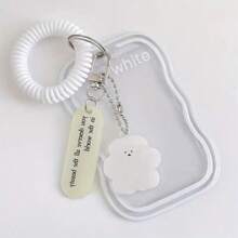 Ins Xoăn Sóng Trong suốt Thẻ ảnh Giá đỡ 3 Inch Học sinh Dễ thương Khuôn viên đại học Bìa thẻ Mùa Xuân Vật rủ xuống Móc chìa khóa - trắng - Xem 9